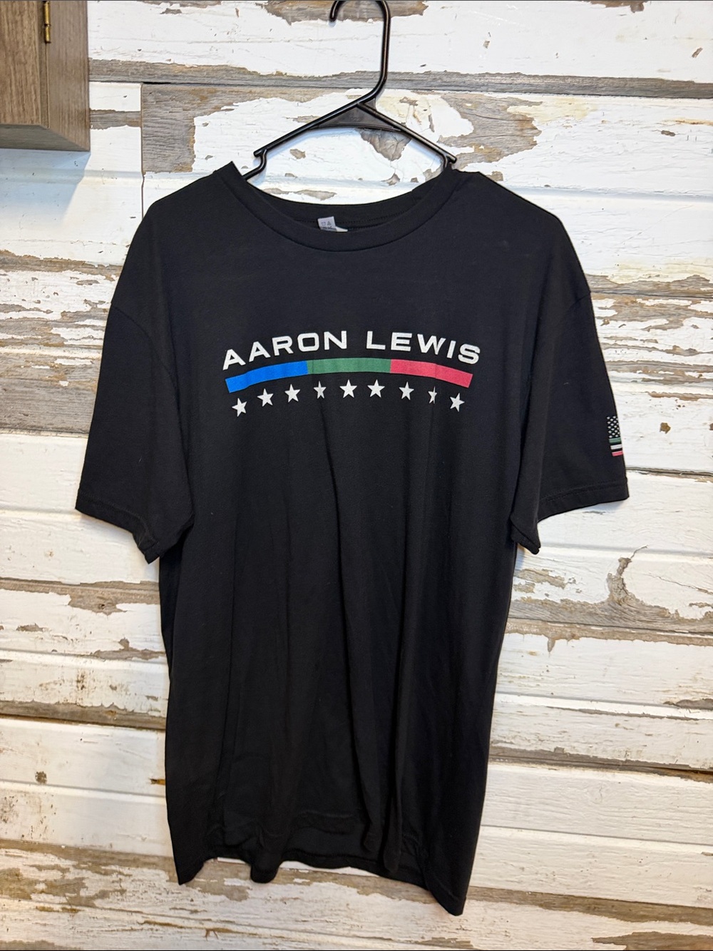 Next Level Apparel Black Aaron Lewis Graphic Tee with Tricolor Accent(34